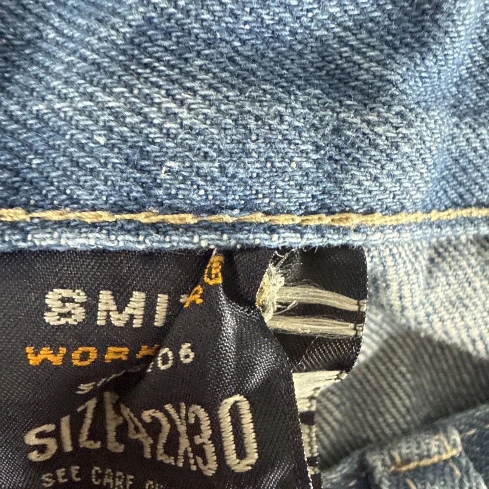 Smiths Workwear Size 42x30 Mens Jeans Cotton Straight Dark Wash‎